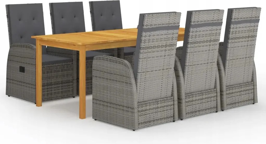 vidaXL 7-dielna záhradná jedálenská súprava sivá