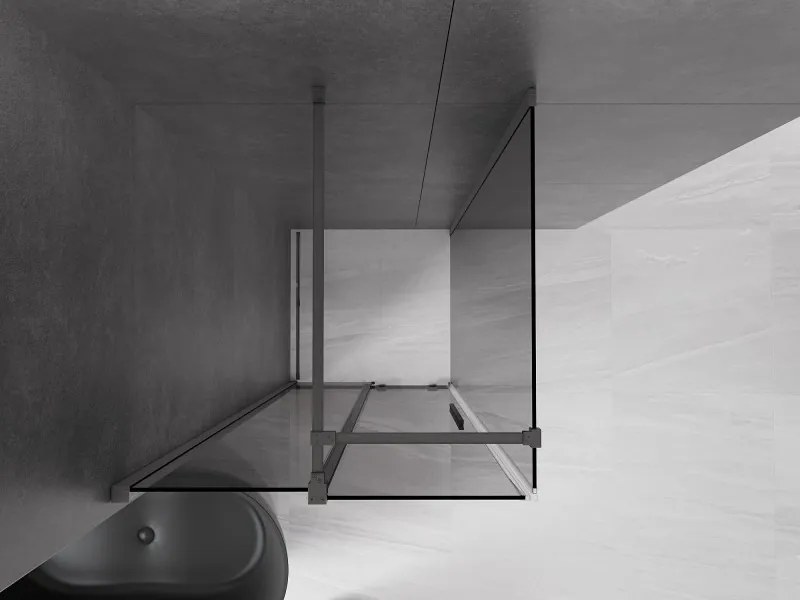 Mexen Velar, sprchový kút s posuvnými dverami 110 x 110 cm, 8mm šedé sklo, grafit brúsený, 871-110-110-41-66
