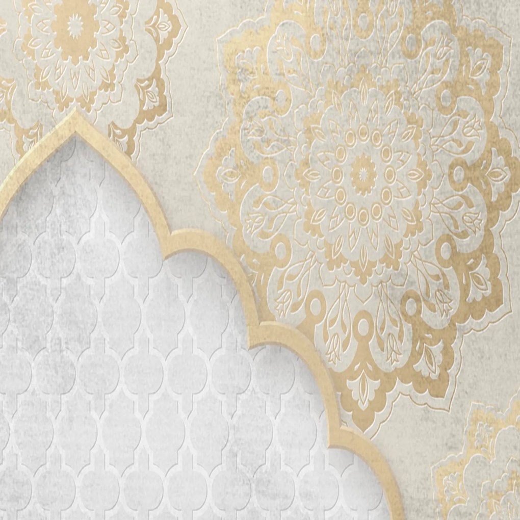 Gario Paraván Orientálny vzor v zlatej farbe Rozmery: 145 x 170 cm, Prevedenie: Otočný paraván 360°