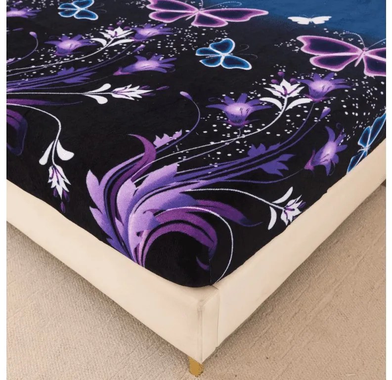 Plachta mikroplyš VIOLET BUTTERFLY 90x200 cm tmavomodré