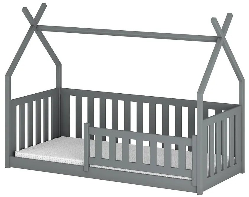 Posteľ Domček Bodzio 90x200 sivá