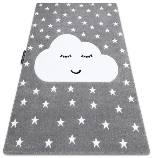 styldomova Detský sivý koberec PETIT Obláčik s hviezdami