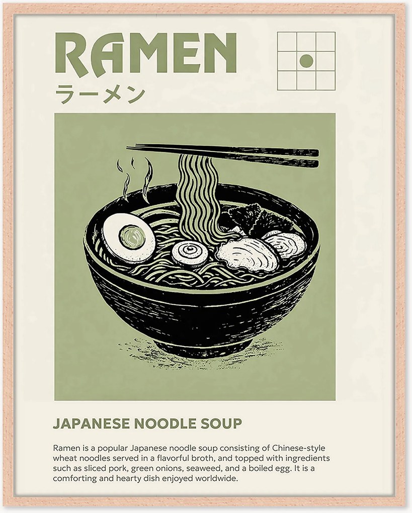 Ručne vyrobená nástenná dekorácia v ráme Ramen