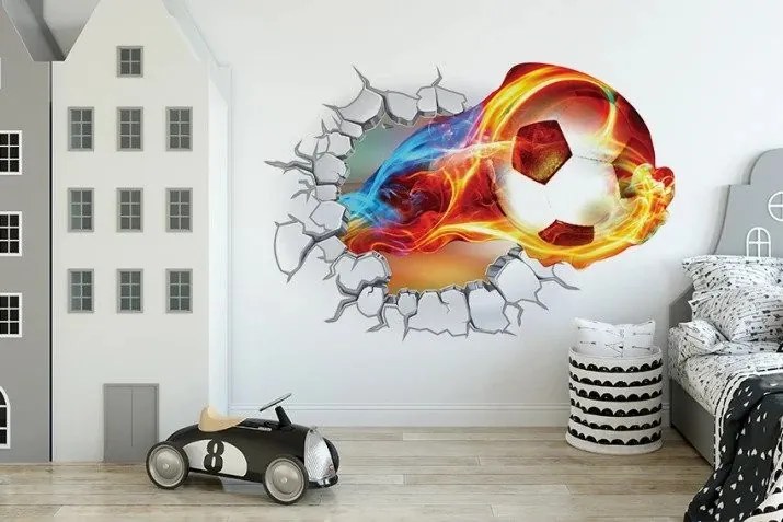 Nálepka na stenu 3D futbalová lopta 80 x 115 cm