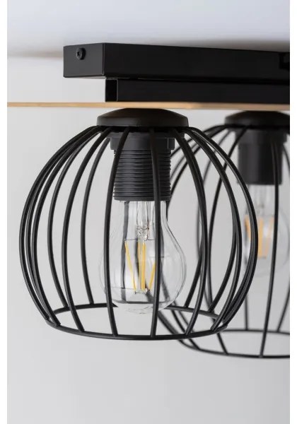 Prisadený luster CYBER 3xE27/60W/230V drevo/čierna