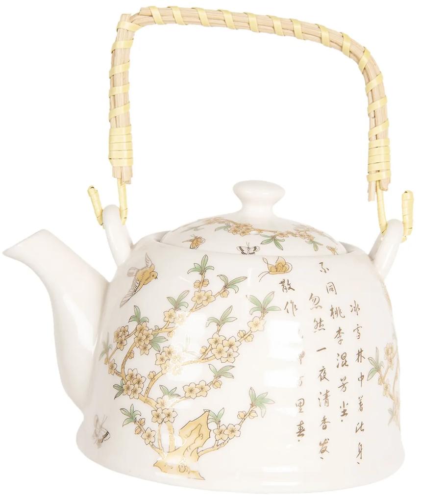Kanvica na čaj so sakurou a japonskými znakmi - 18*14*12 cm / 0,8L