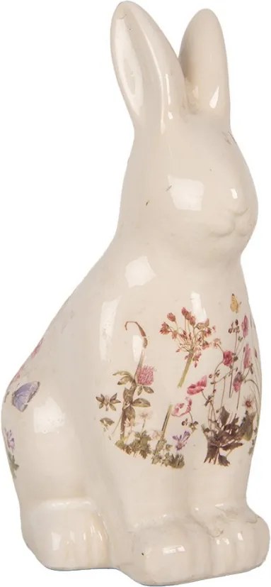 Keramická dekorácia králik s lúčnymi kvetmi Flowers of Love M - 13*10*21 cm