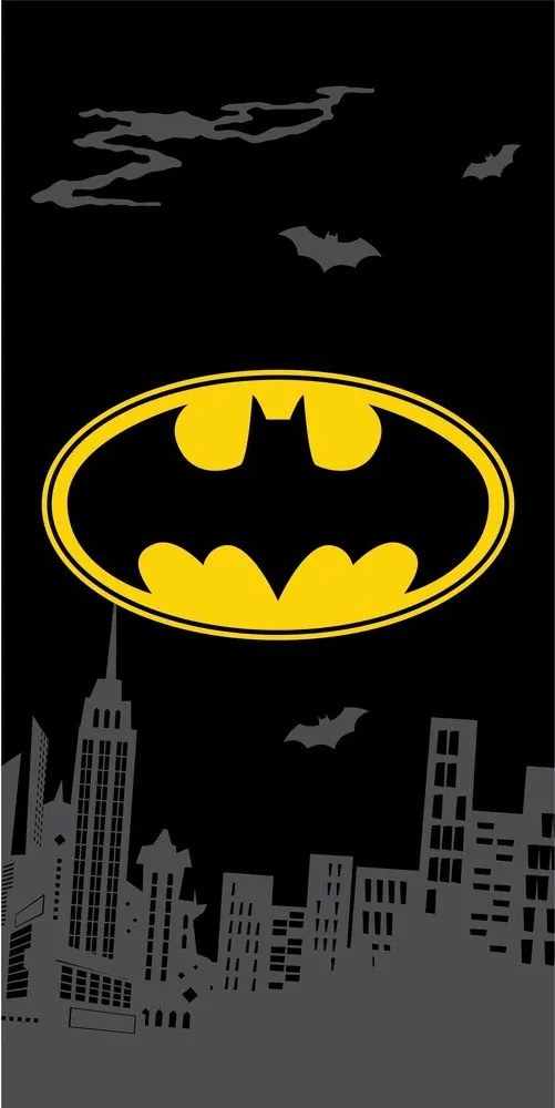 Čierna bavlnená detská osuška 70x140 cm Batman "The Emblem" – Jerry Fabrics