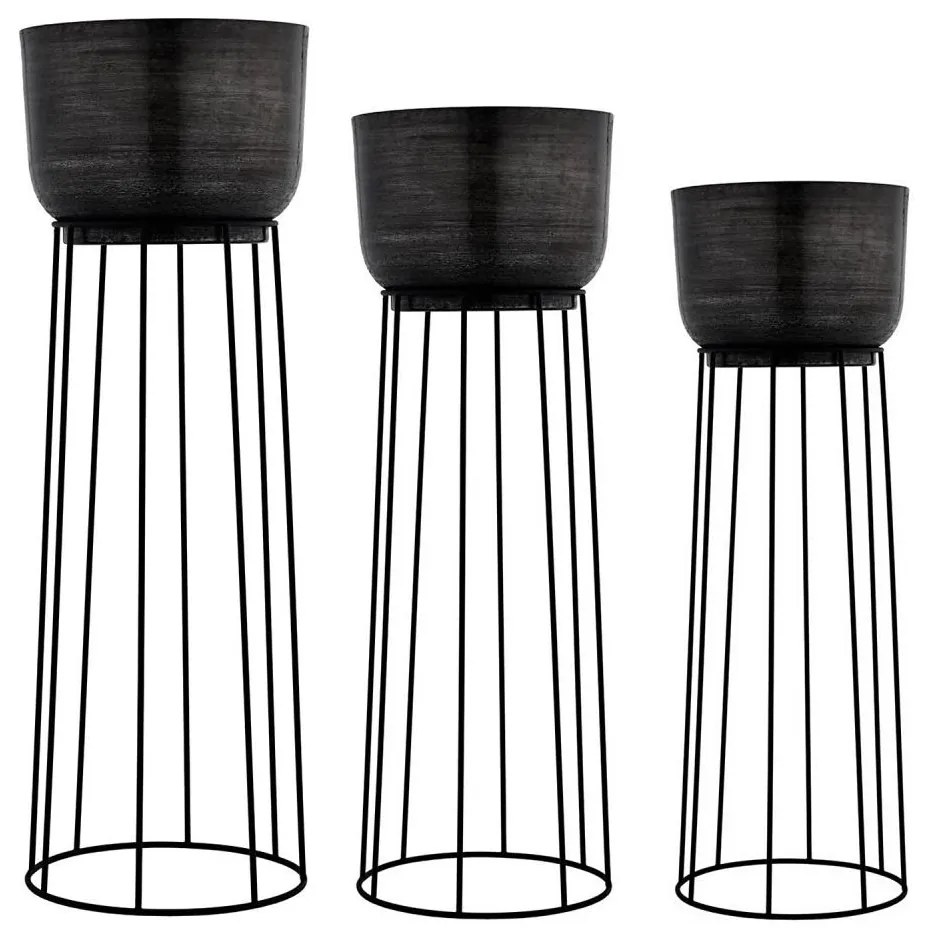 Eglo 428096 - SADA 3x Kovový kvetináč OKAYAMA čierna