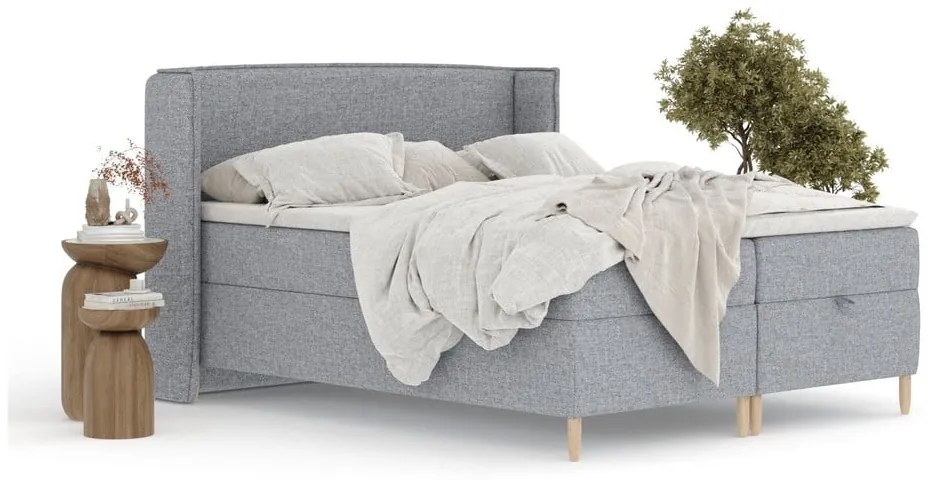 Sivá boxspring posteľ s úložným priestorom 180x200 cm Monpelli – Maison de Rêve