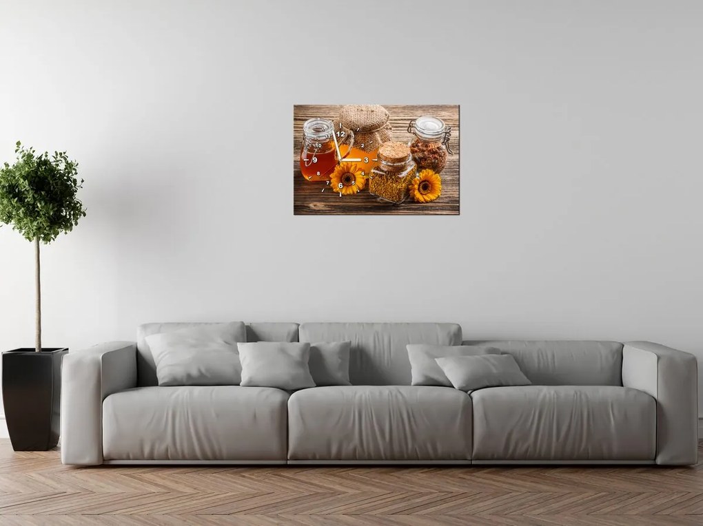 Gario Obraz s hodinami Včelí med Rozmery: 100 x 40 cm