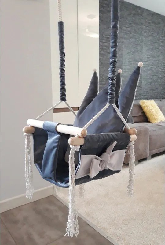 Hojdačka pre deti koruna/sivá