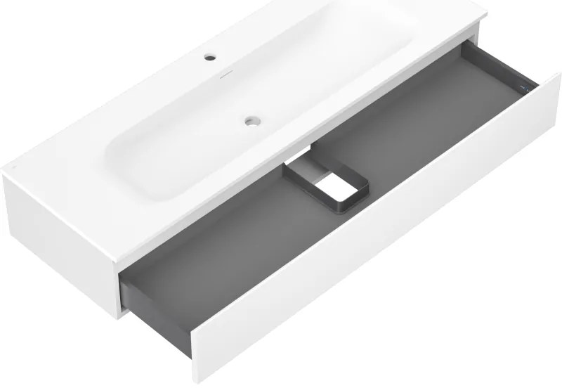Mexen Orio, kúpeľňová skrinka 140 cm s umývadlom Vela, 1 zásuvka, biela matná, 91A10-14023-1-BF01-W23M01