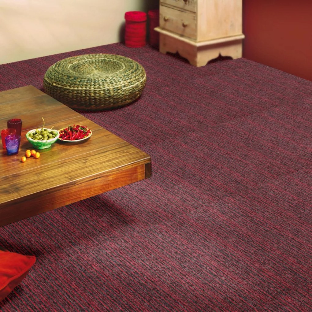 Balta, Kobercový štvorec Sonar Lines 4120 červený 50 x 50 cm, chodba / predsieň