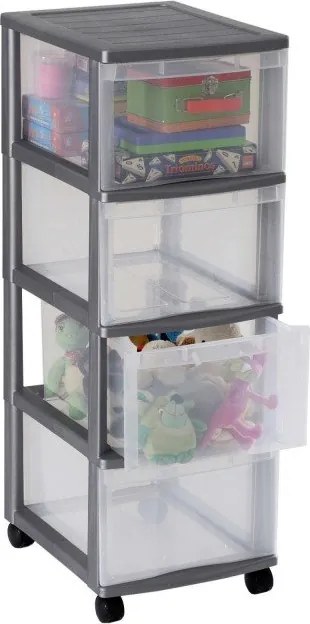 SUNDIS Úložný box so 4 zásuvkami, antracit, OFFICEMIX - MAXI