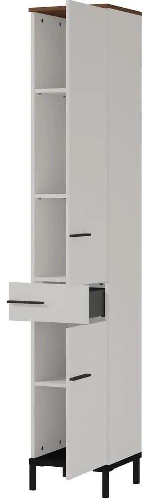 Svetlosivá vysoká kúpeľňová skrinka v dekore orecha 34x190 cm Yonkers - Germania