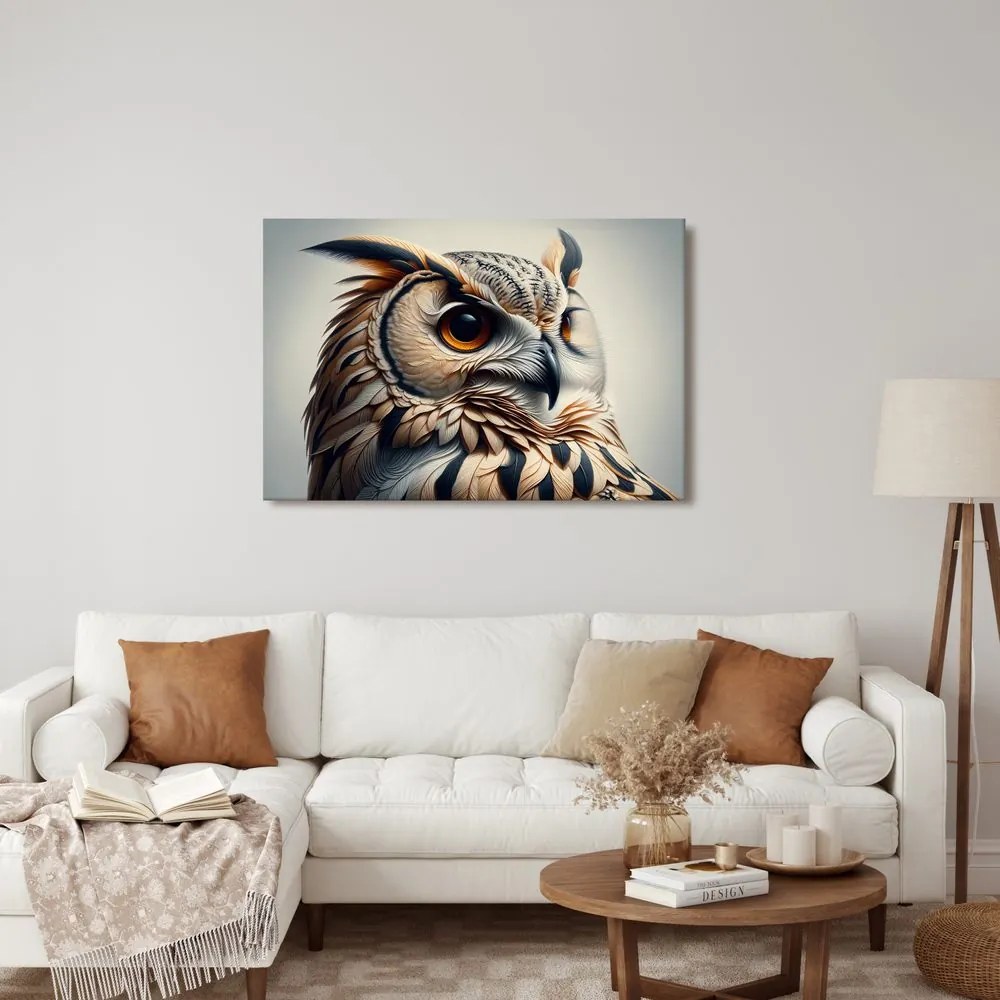 Obraz sova v teplých odtieňoch