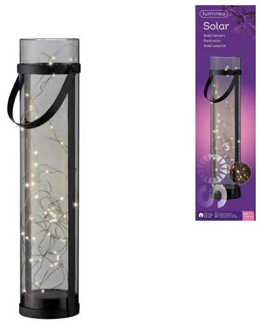 Solárna lampa LANTERN GREY 46 cm sivá