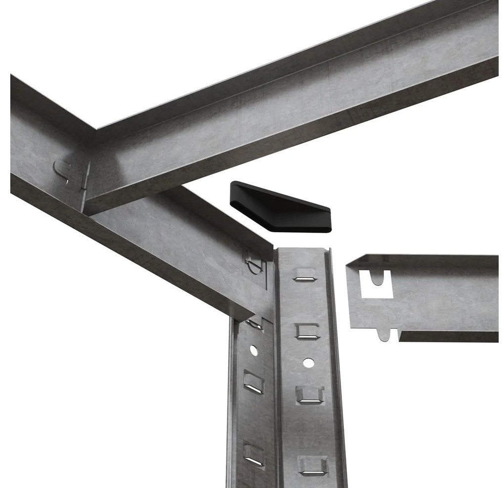 Fistar Rohový regál 1800x700x400x425 mm kovový zinkovaný 5-policový, nosnosť 750 kg