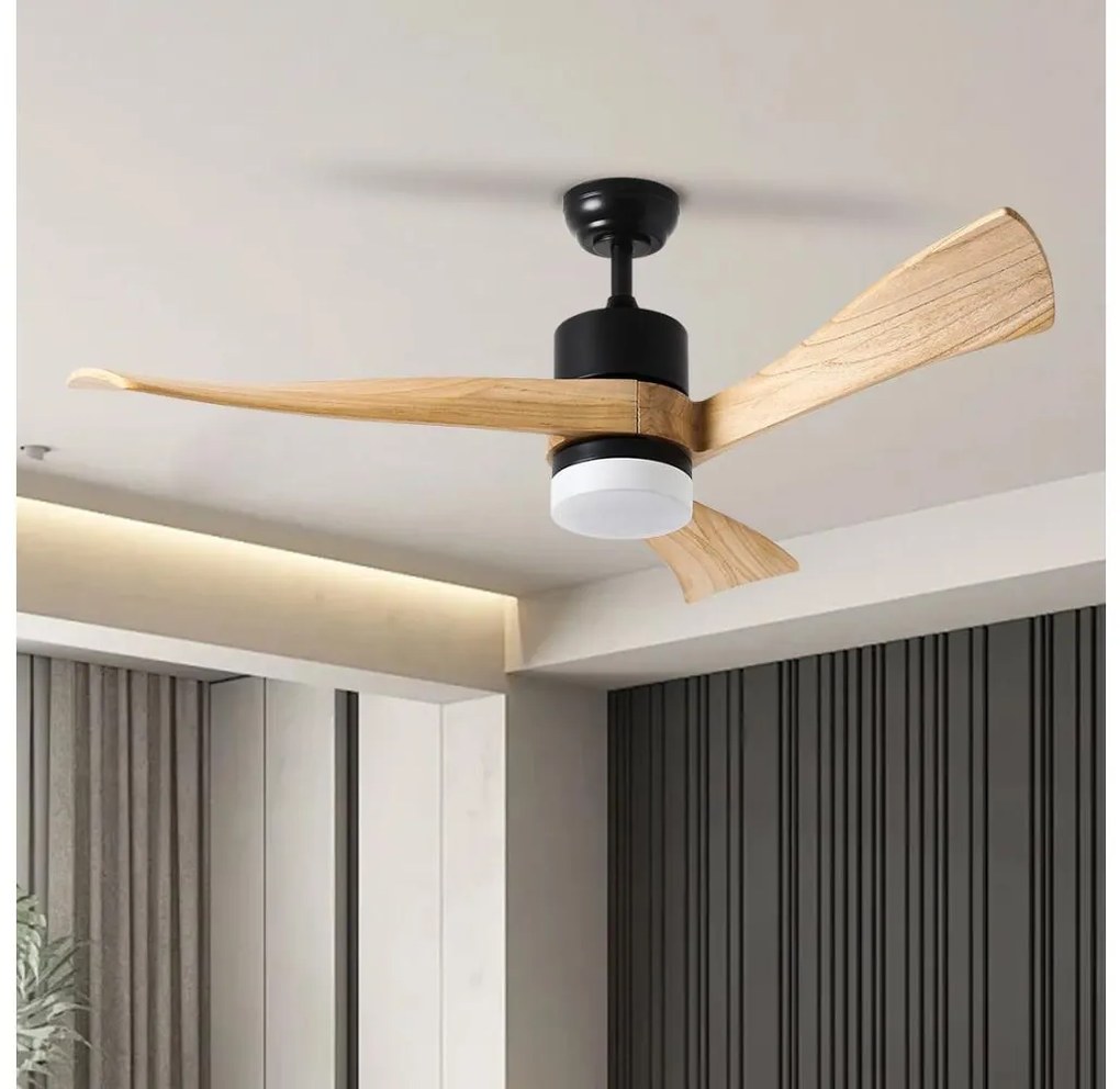 ZEVENTI - LED Stropný ventilátor NATURITO LED/18W/230V Wi-Fi Tuya čierny/dub + diaľkové ovládanie