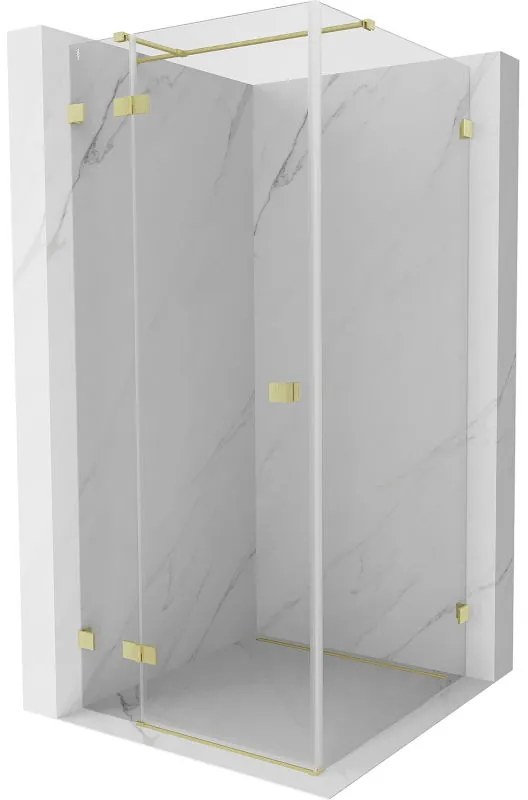 Mexen Lunar T, sklápací sprchový kút ľavý 120 x 120 cm, 8mm číre sklo, zlatý kartáčovaný - 834T-120-120-55-00-L