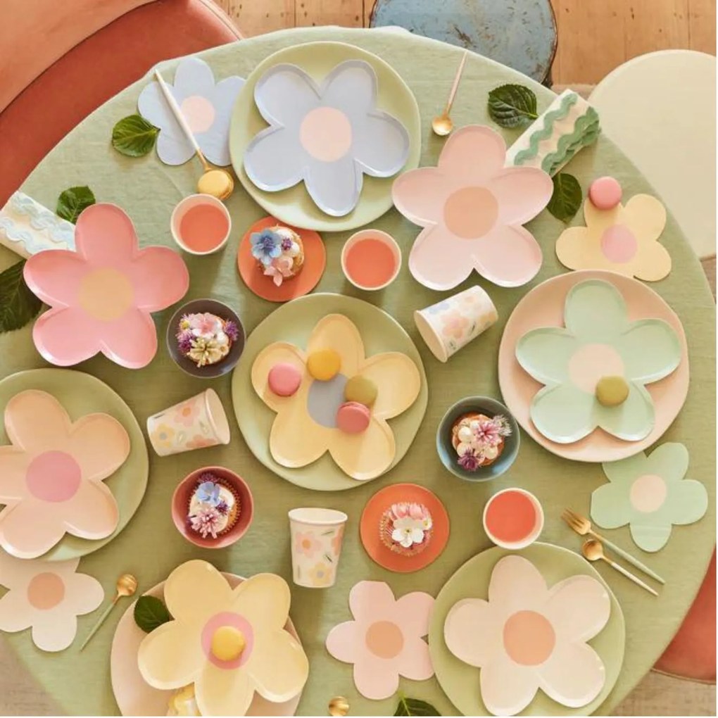 Meri Meri Papierové poháre Happy Flowers 256 ml – set 8 ks