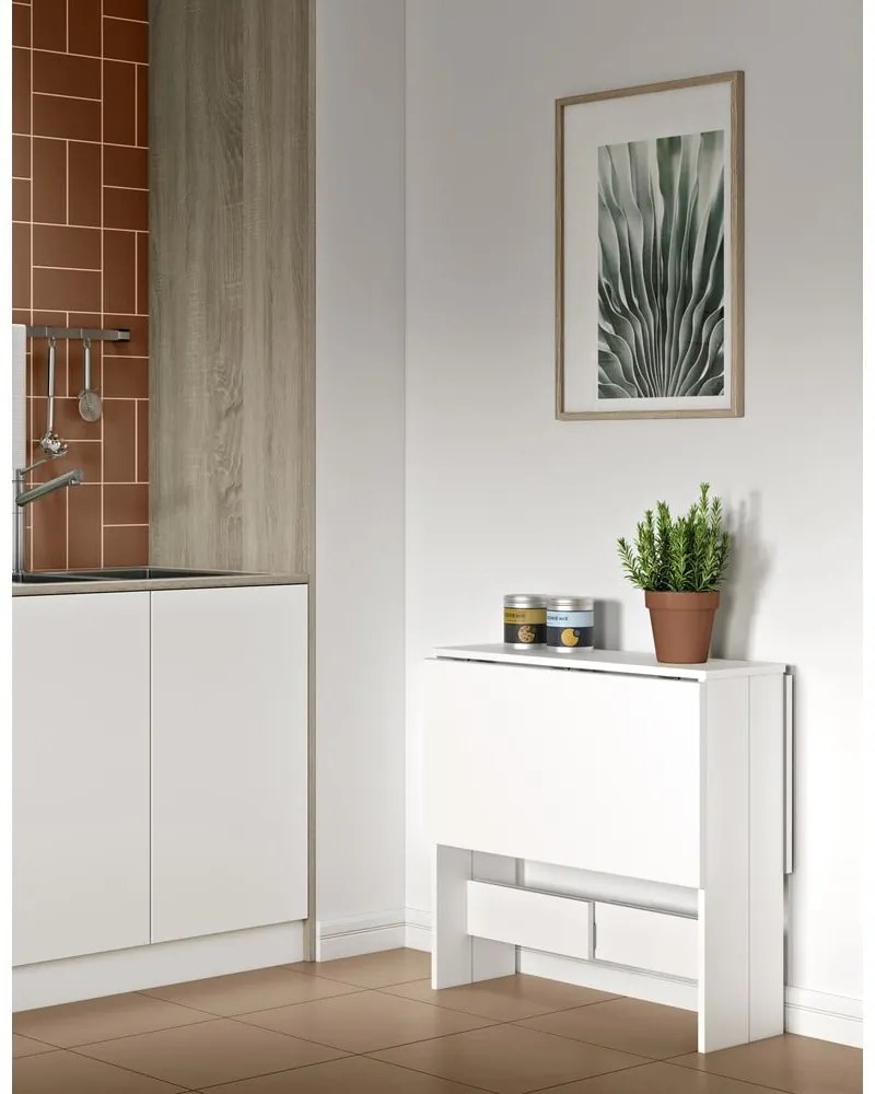 Rozkladací jedálenský stôl s bielou doskou 76x28 cm Papillon – TemaHome