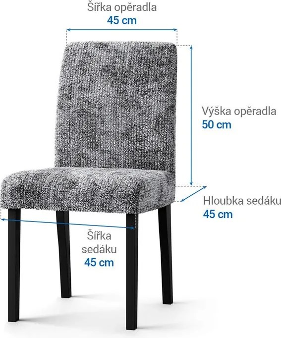 Bielastické poťahy MARMO šedé stoličky s operadlom 2 ks (45 x 45 x 50 cm)