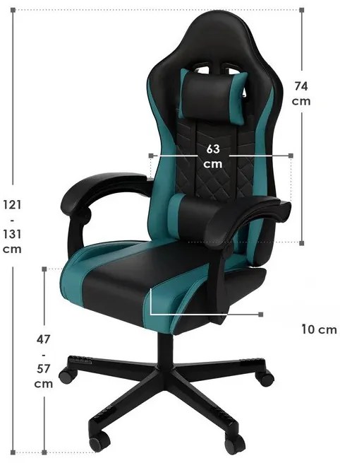 InternetovaZahrada Kancelárska stolička HyperSeat - čierna/tyrkysová