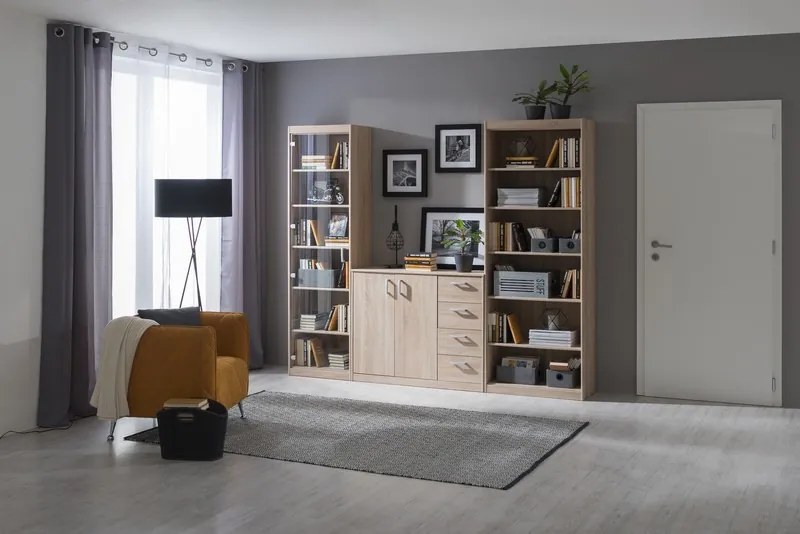 Široká zásuvková komoda Mega 39, dub sonoma