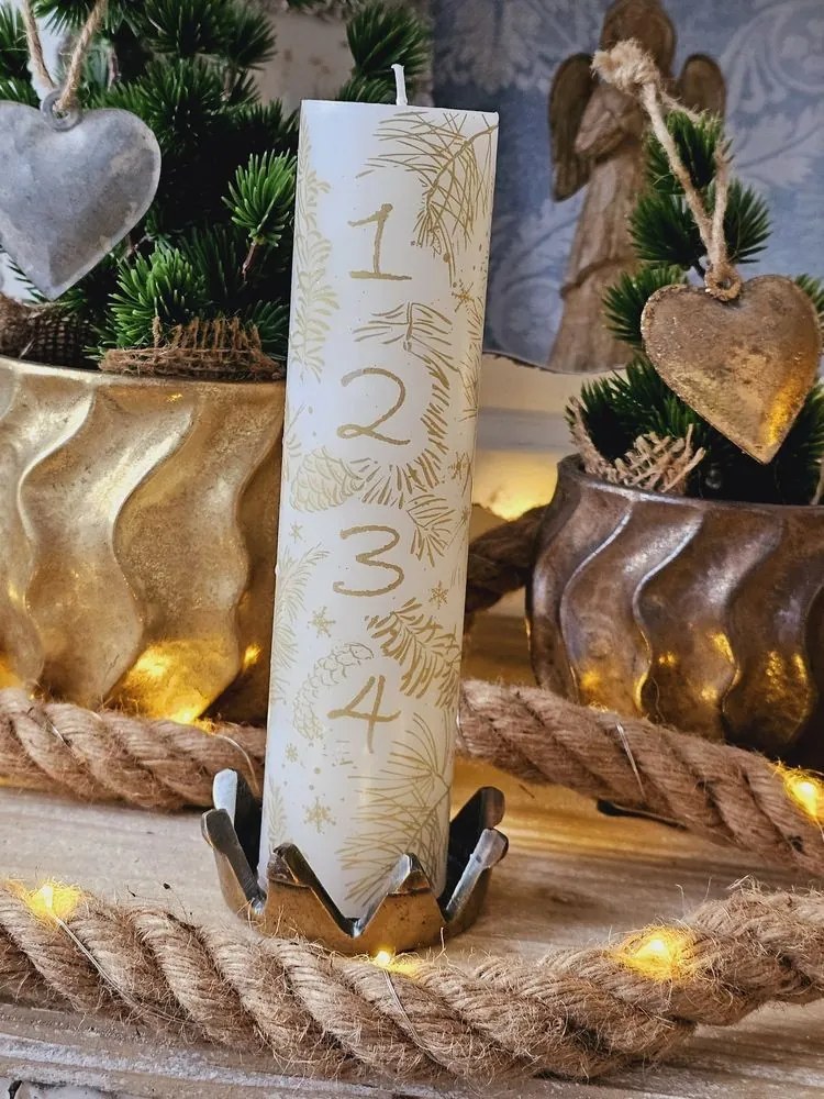 Mosadzný antik kovový svietnik v tvare koruny Crown - Ø 8,5*3cm