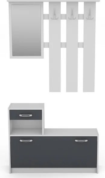 Predsieňová stena Astor, biela/grafit