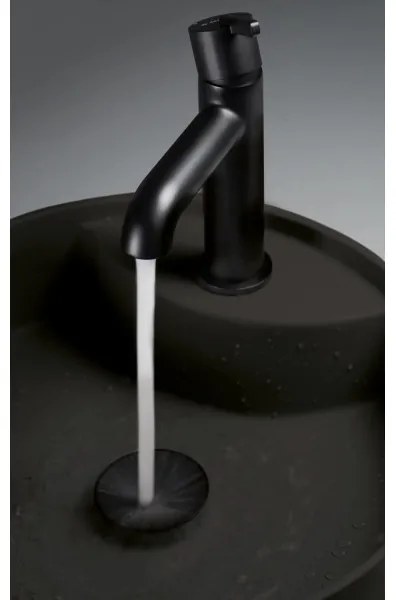 Deante CQS_NU4B - Umývadlo na dosku s otvorom SILIA, priemer 36 cm, granit/čierna