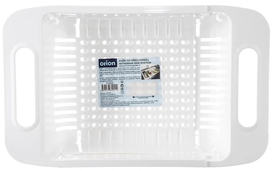 Orion Organizér do dřezu, posuvný, plast, bílý PAVO