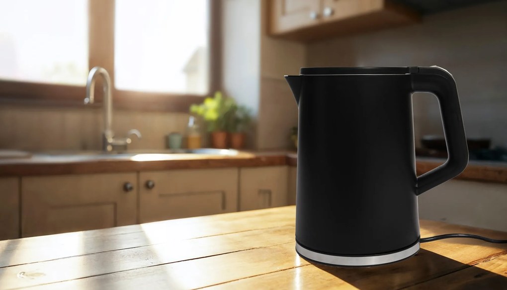 Bauerkraft Bezdrôtová cestovná rýchlovarná kanvica 1500 W 1,2 l otočná čierna