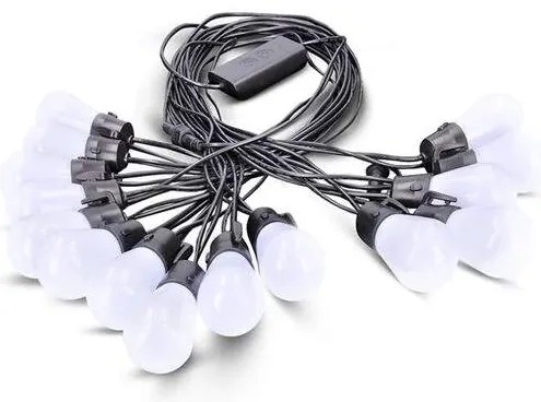 Solight LED smart farebná vonkajšia reťaz s RGB žiarovkami, bluetooth, 15 žiaroviek, 14m+6m, 10W