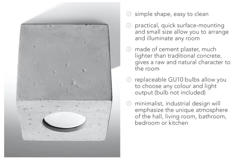 Sivé bodové svietidlo 10x10 cm Geo – Sollux