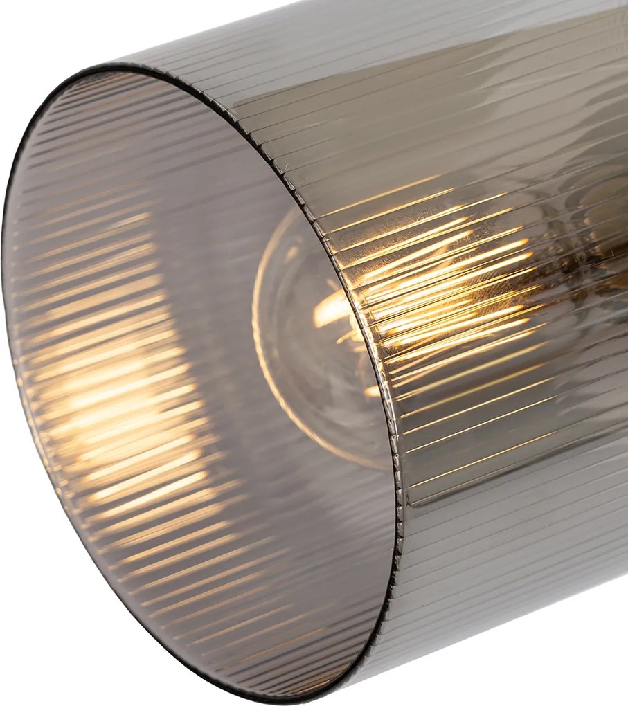 Stropné bodové svetlo čierne s dymovým sklom 4-žiarovkové nastaviteľné - Laura