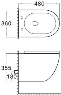Mexen LENA Rimless misa závesná so sedátkom + závesný bidet, 48 x 36 cm, čierna, 35224885 + 30220185
