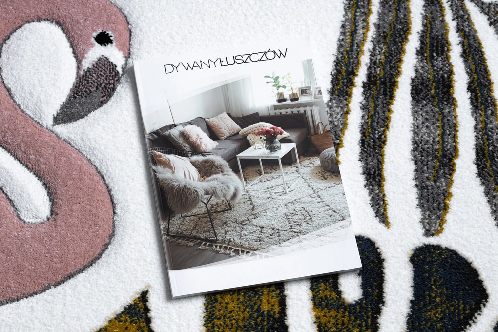 Koberec ZAHRADA,  PLAMENIAKY , LISTY MONSTERY,  krémový