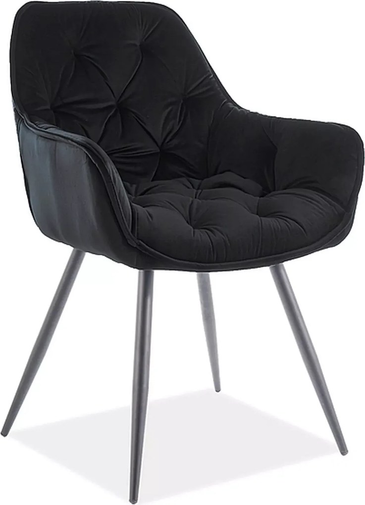 SI Čerešňová zamatová stolička čierna