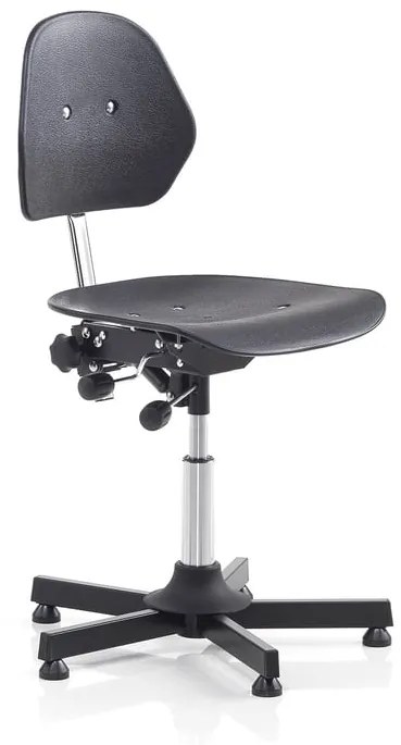 Pracovná dielenská stolička CLAYTON, výška 475-600 mm, čierna