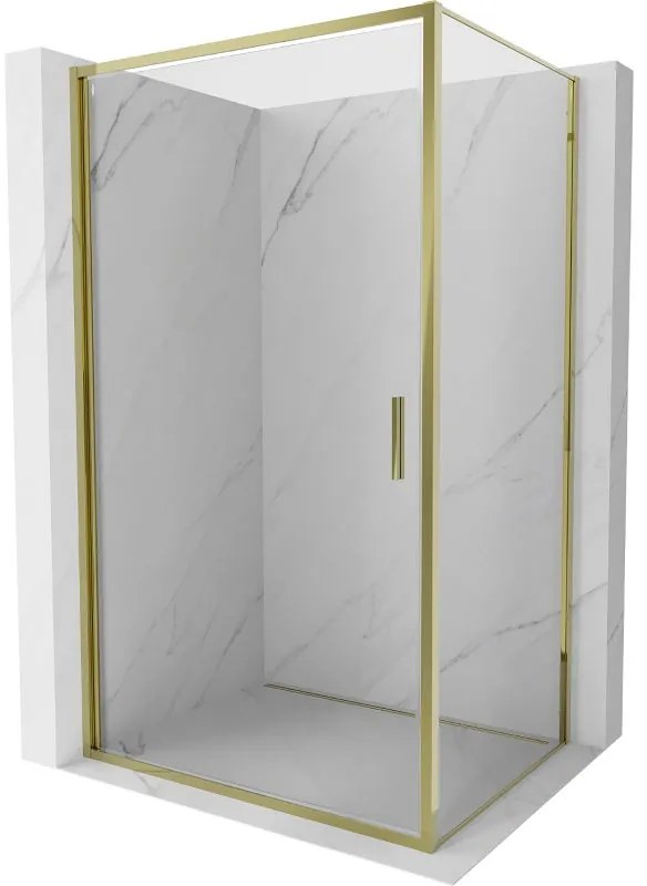Mexen Exo, výklopný sprchový kút 75 x 95 cm, číre sklo, zlatá, 817-075-095-50-00