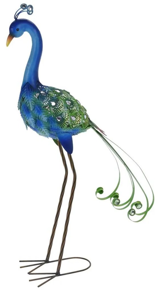 Záhradná kovová figúrka Peafowl, 80 cm, modrá