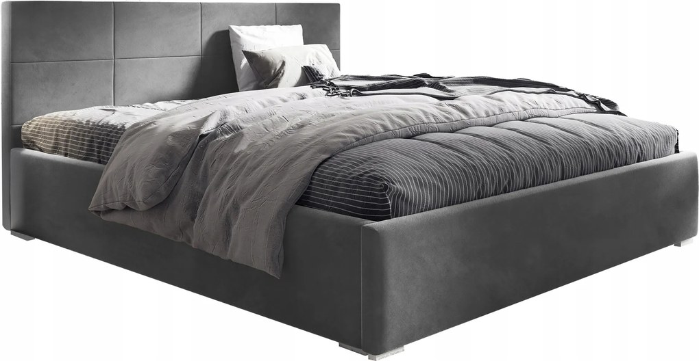 Čalúnená posteľ 160x200 s matracom a kovovým roštom Matia šedá