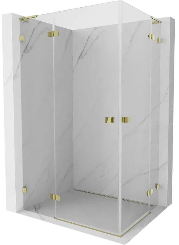 Mexen Lunar, L Duo výklopný sprchový kút 75 x 70 cm, 8mm číre sklo, zlatý profil, 834L-075L-070P-50-00