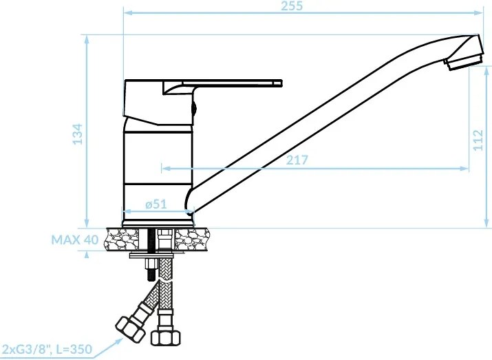 Kuchinox Luga, stojanková drezová batéria, chrómová, LAV-BQL_060D