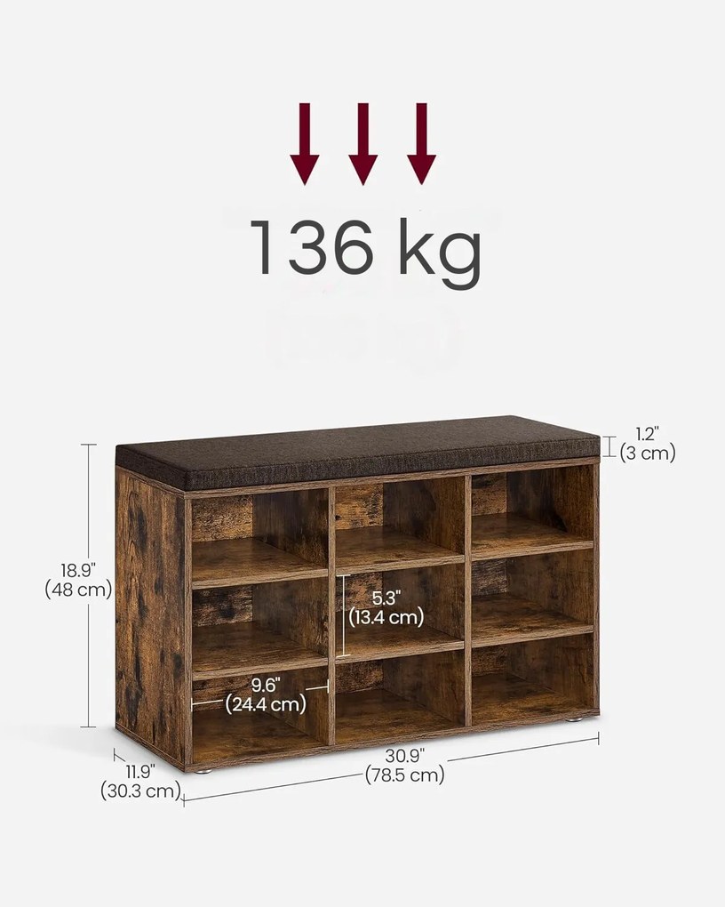 Botník Vasagle Endersen 78,5 cm hnedý/čierny