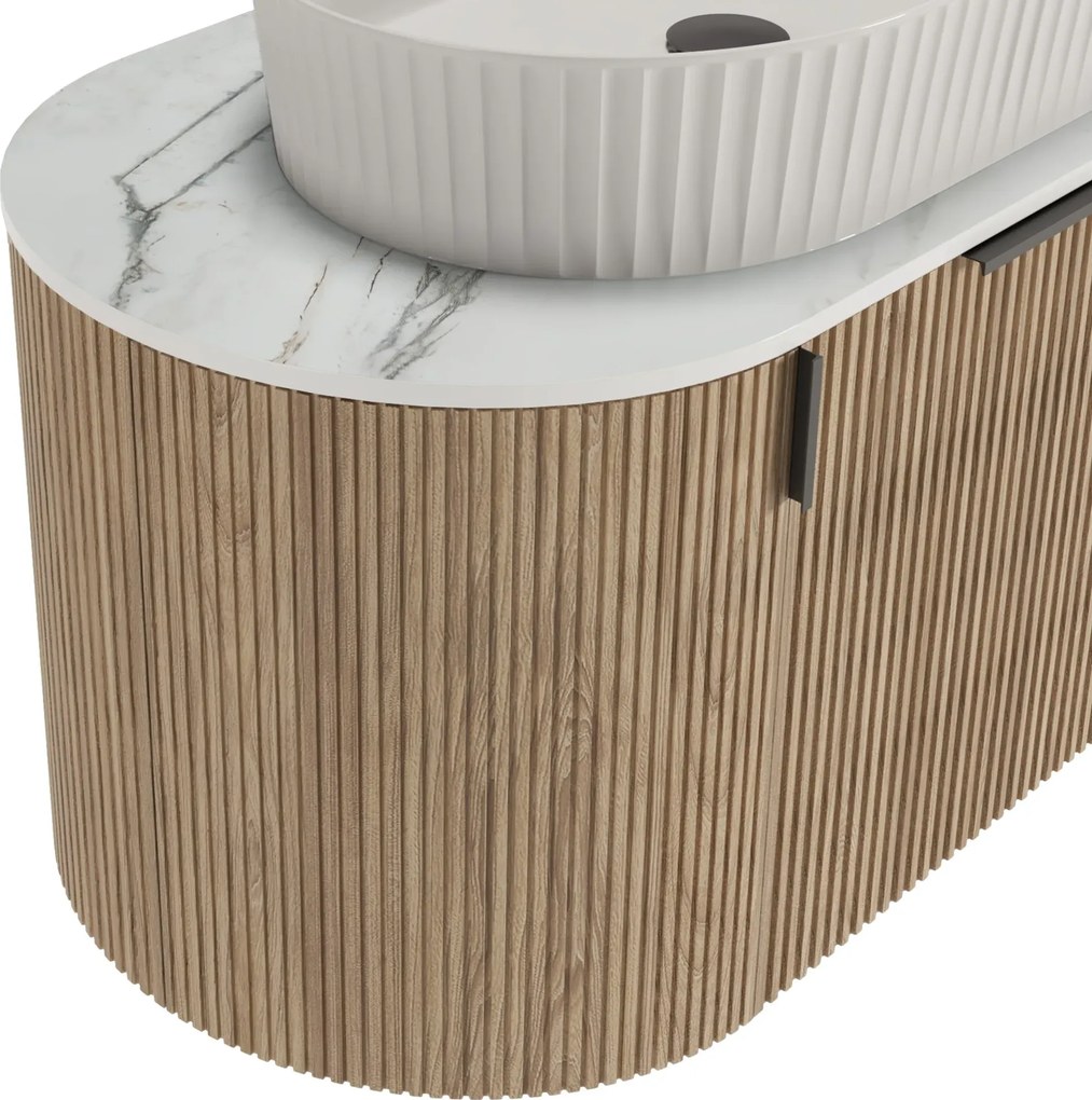 Závěsná skříňka s deskou a umyvadlem La Simplicite 80 cm dub přírodní/bílá