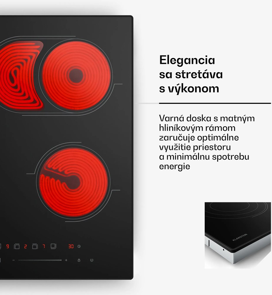 Klarstein Velaire sklokeramická varná doska, elegantná, minimalistická, výkonná, 4 varné zóny, 6700 W, 60 cm